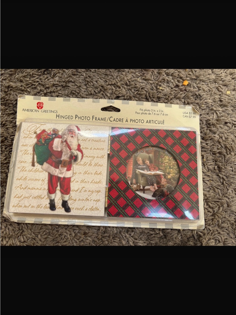 American Greetings Holiday Hinged Frame with Santa & Red Plaid
